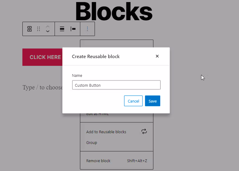 name reusable block wp