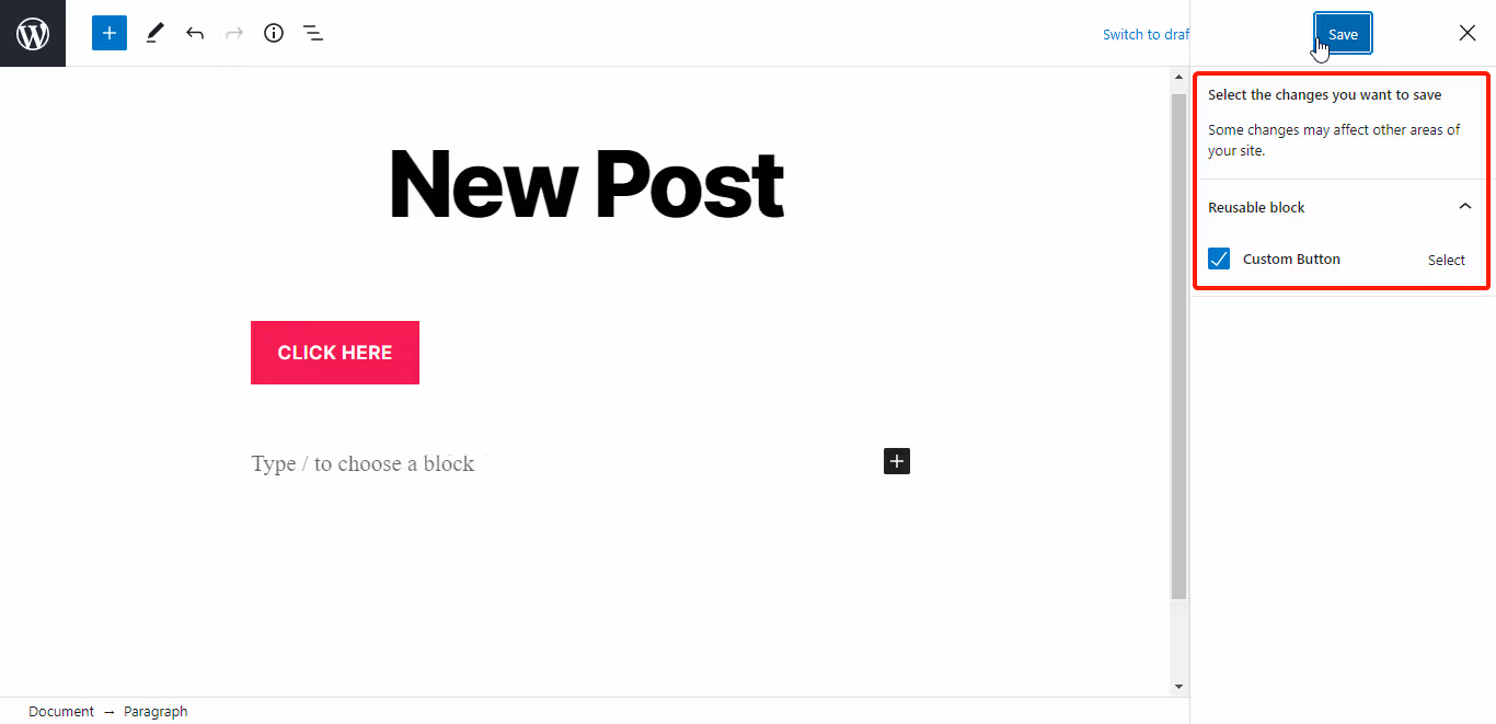 save page changes wp