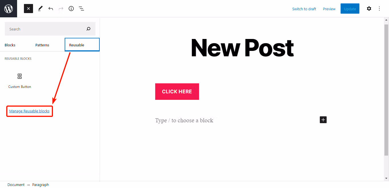managing reusable wp blocks