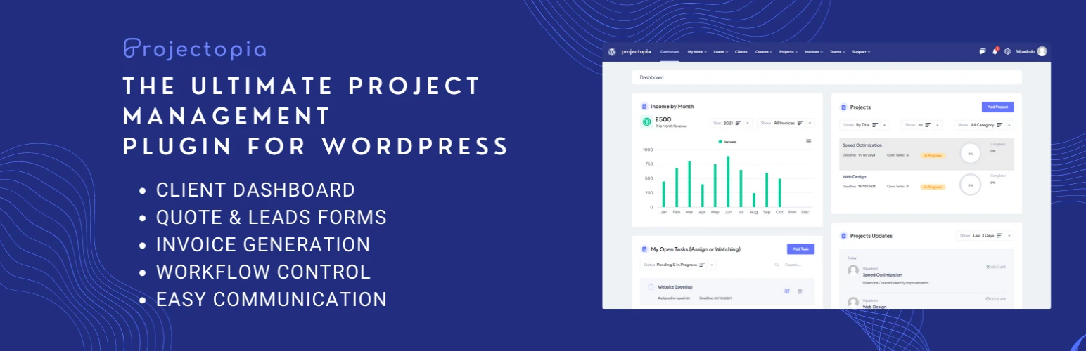 projectopia project management plugin for wordpress