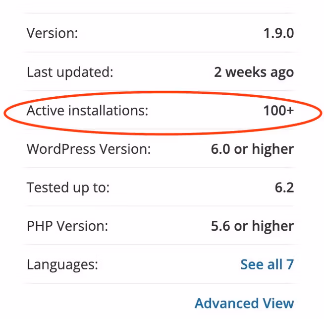 wp plugin active installations check