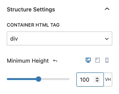 Structure settings