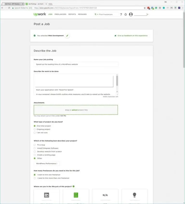 wordpress freelancer job on upwork