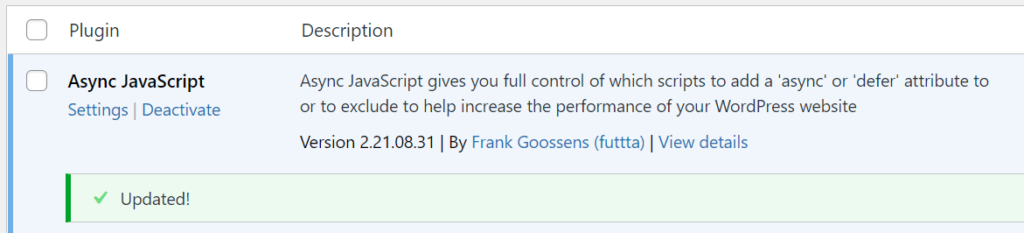 updated wordpress plugin