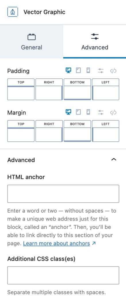Vector Graphic advanced Settings