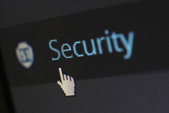 Image with a cursor hovering over a ‘Security’ tab to represent online data privacy