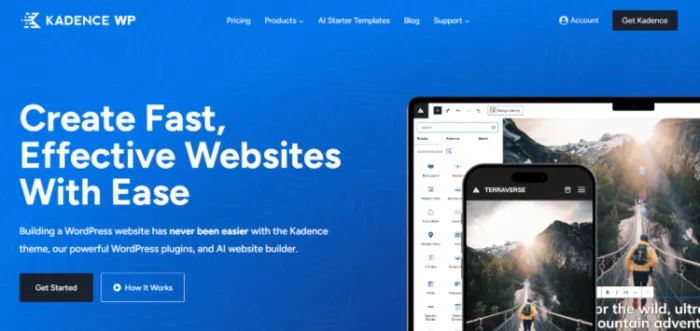 Kadence homepage