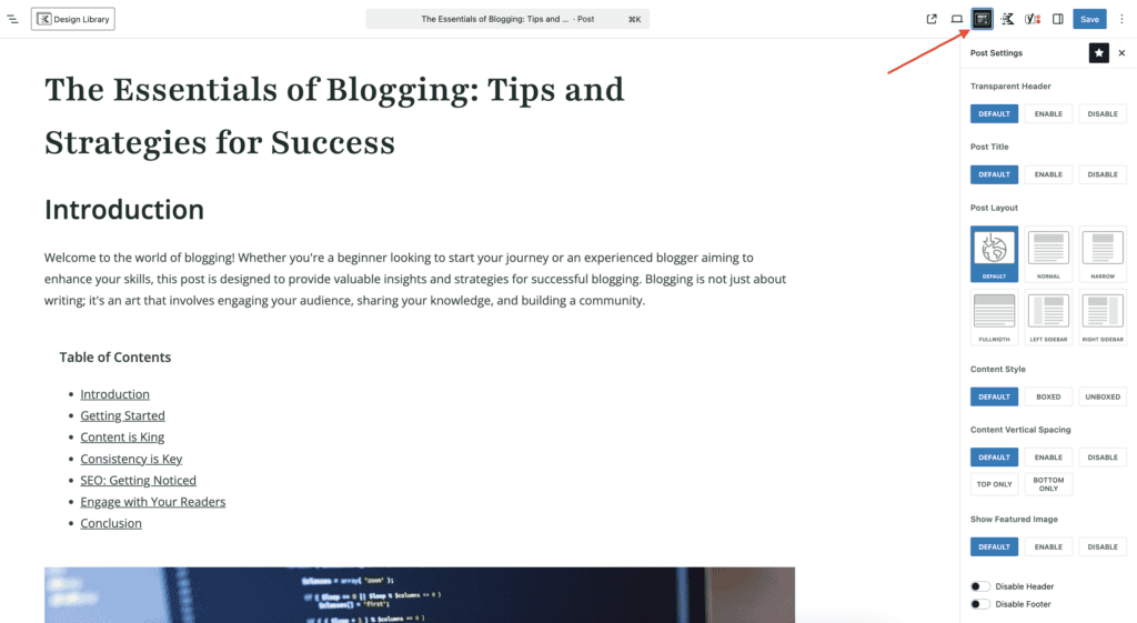 Override default post layout settings for individual posts.