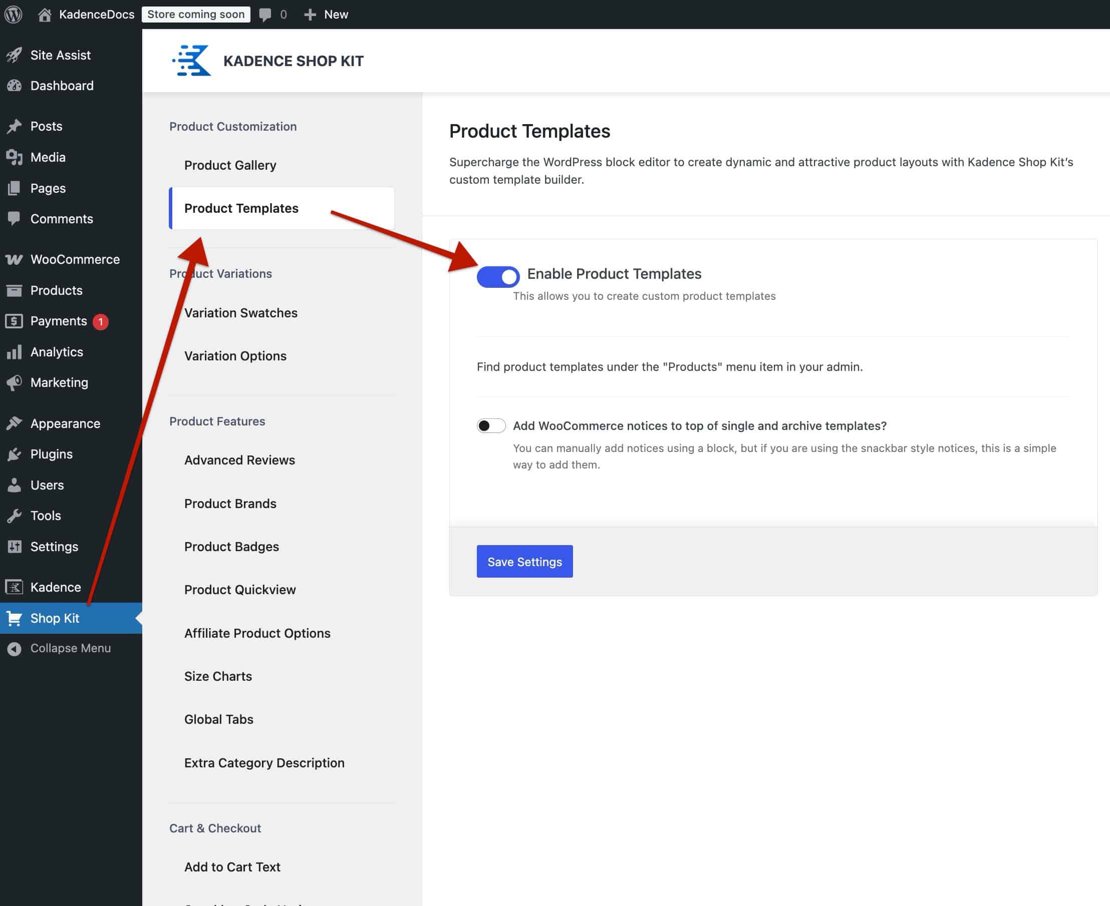 Enable Product Templates