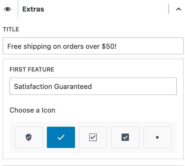 Extras Settings