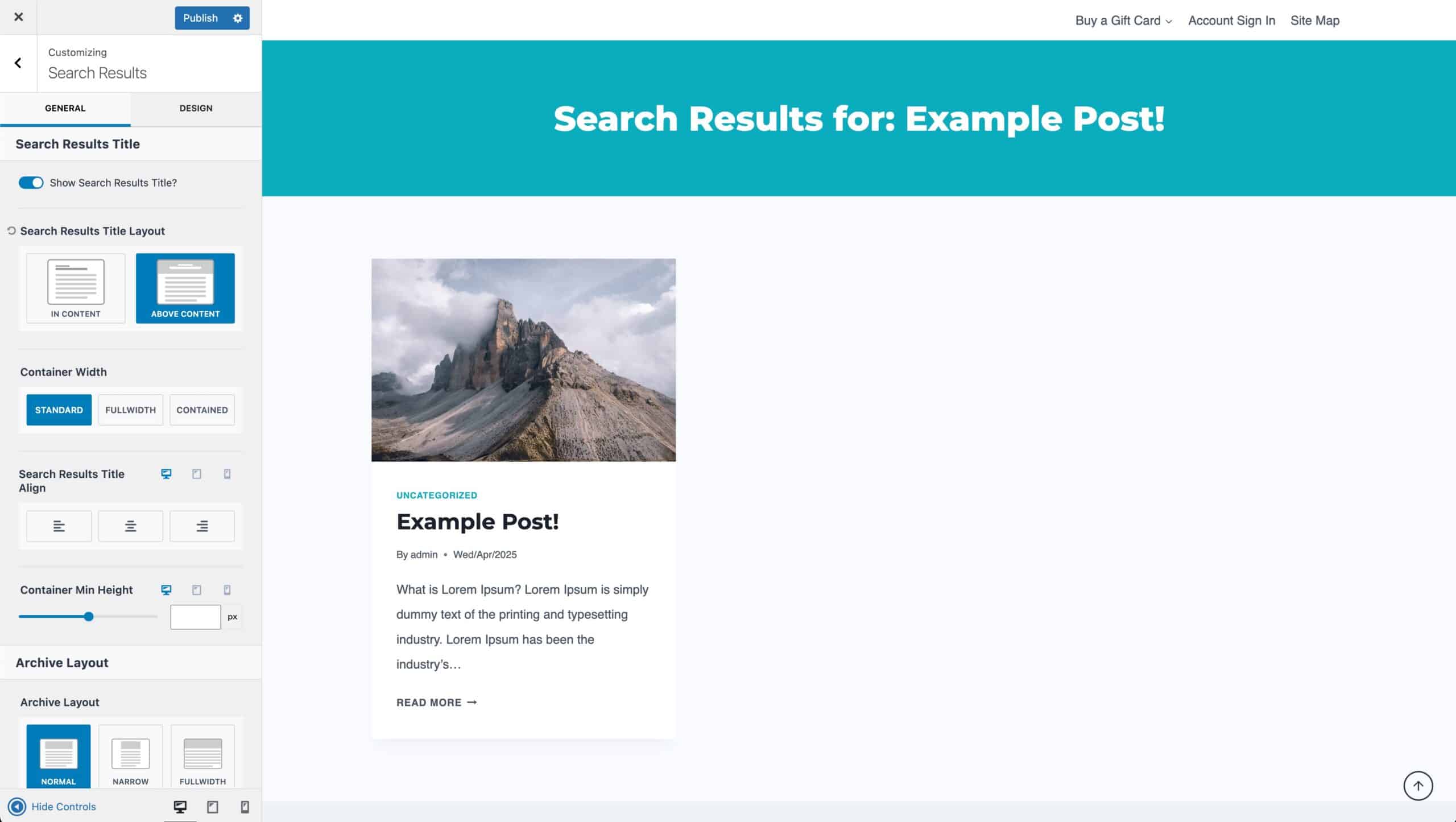 Search Results Example