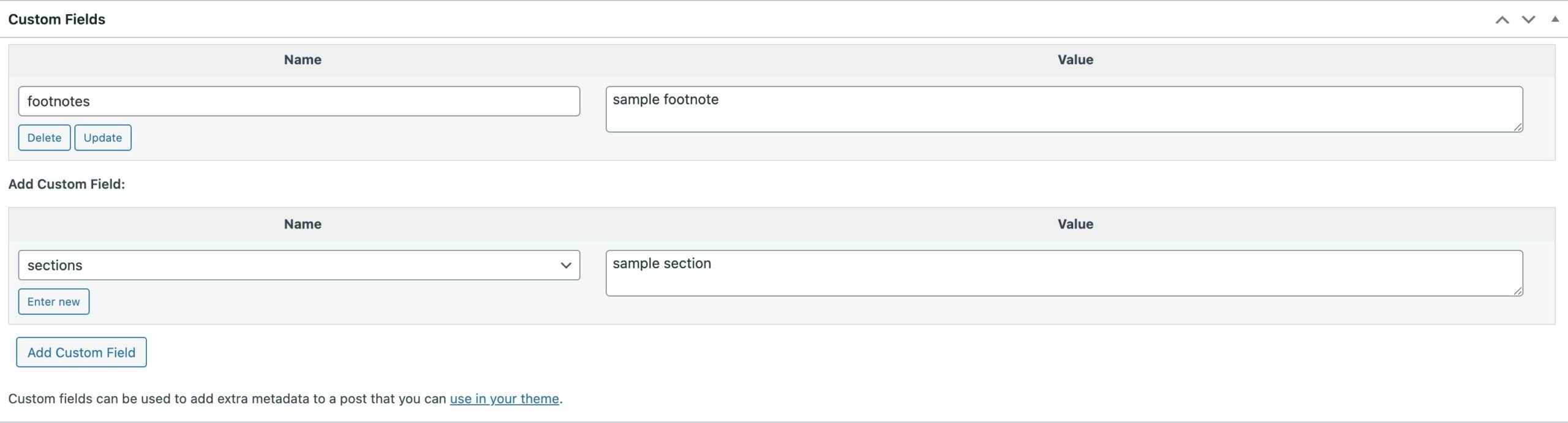 custom fields