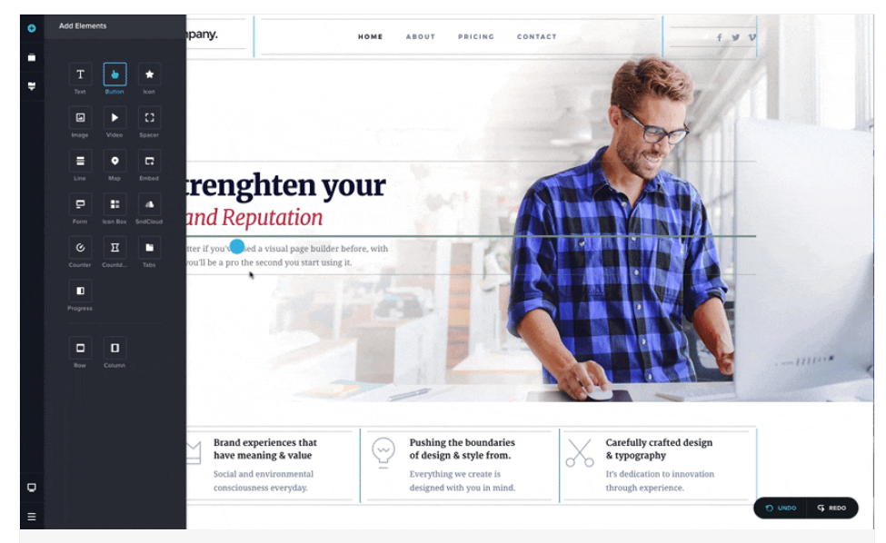 Brizy page builder interface