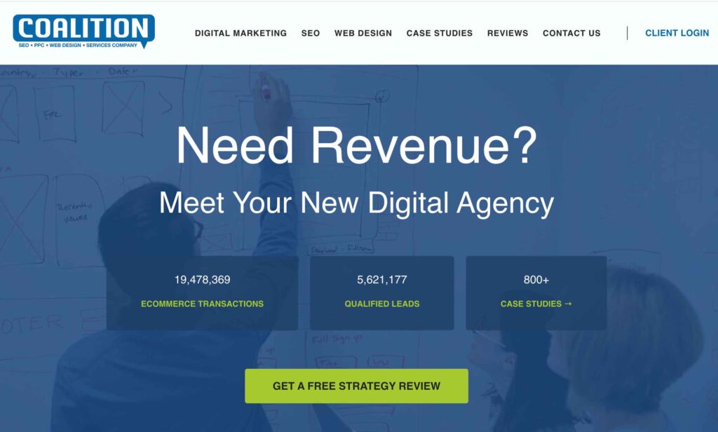 Coalition Technologies home page snapshot