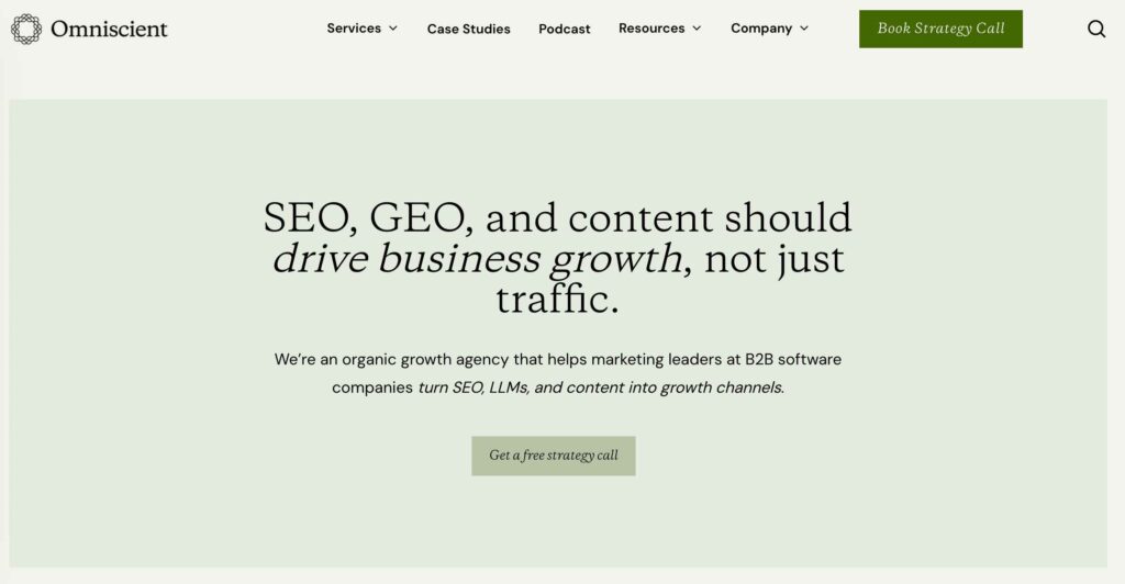 Omniscient Digital home page snapshot