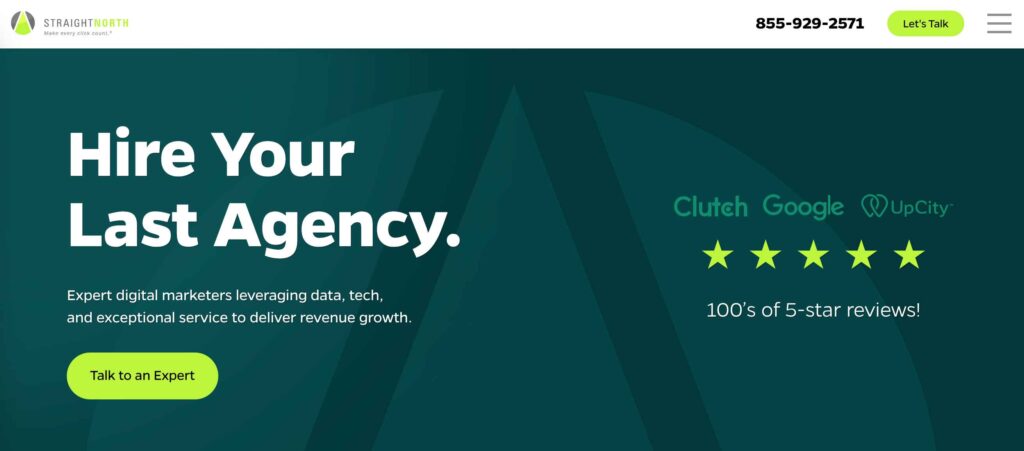 Straight North home page snapshot