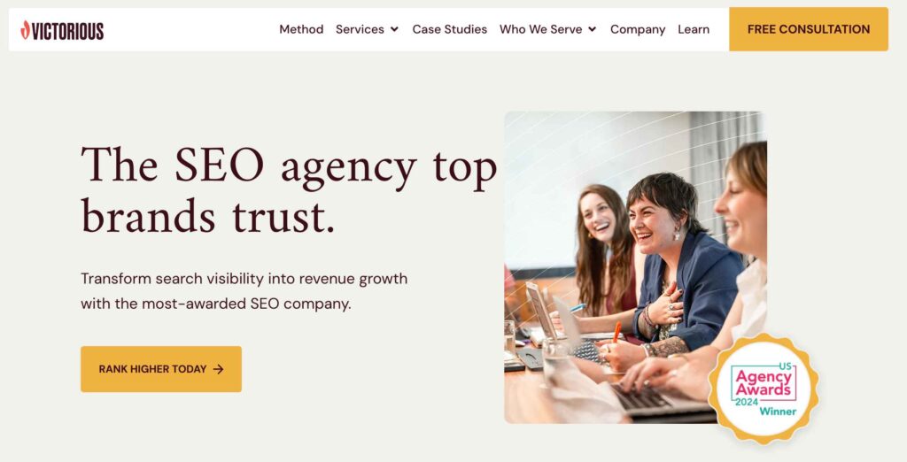 Victorious home page snapshot