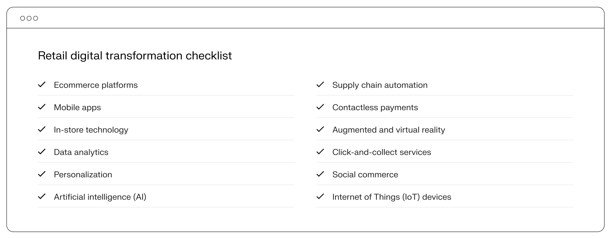 Retail digital transformation checklist