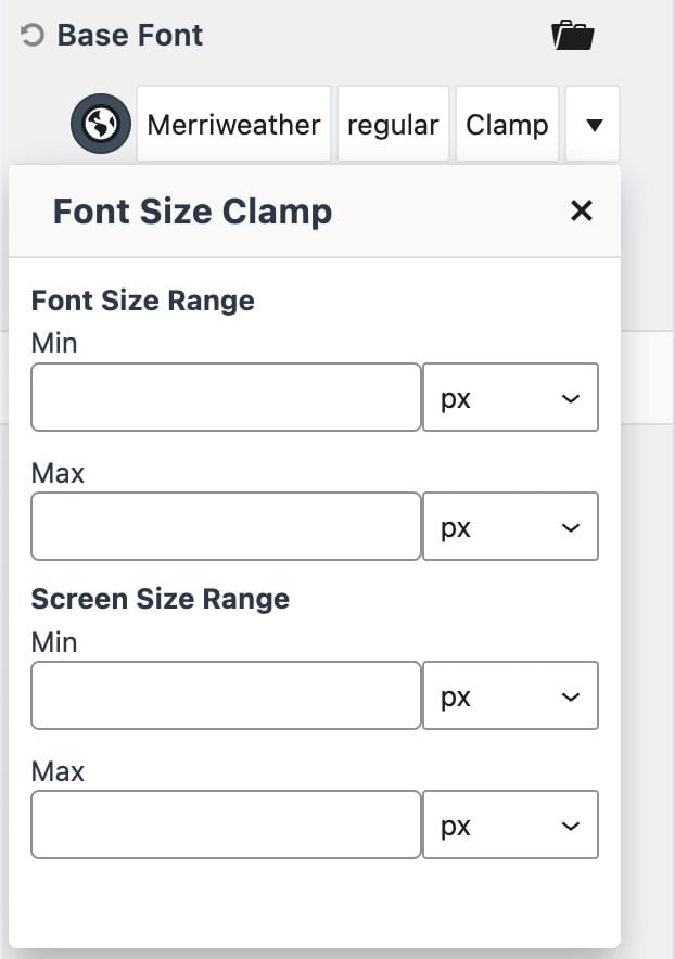 Font Clamp Settings