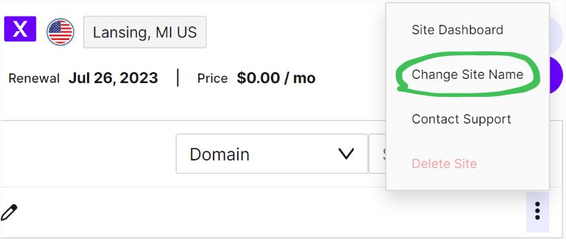 To better distinguish websites, you can change its name by clicking the three dots on the right, followed by Change Site Name.