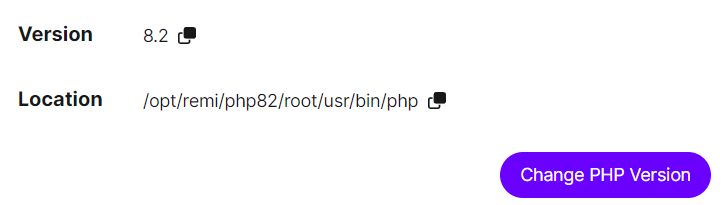 In the PHP section, click Change PHP version.