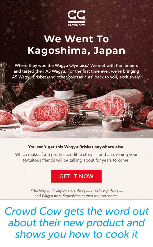 Promotional email example