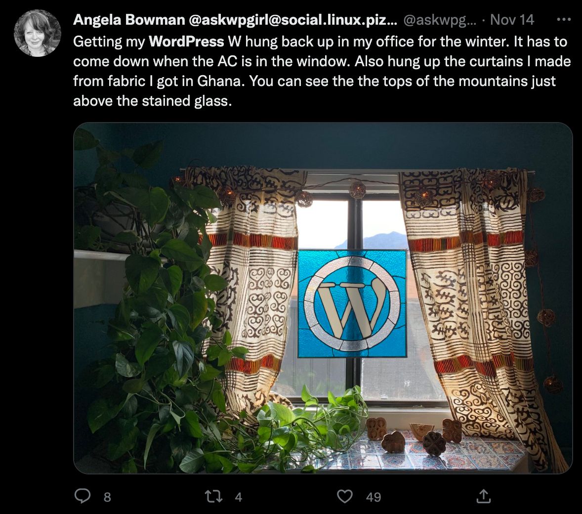Angela Bowman's tweet reading 