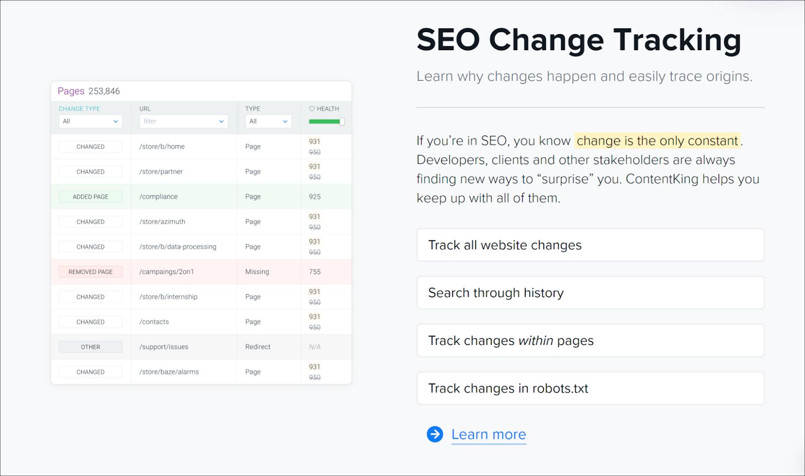 ContentKing SEO Change Tracking