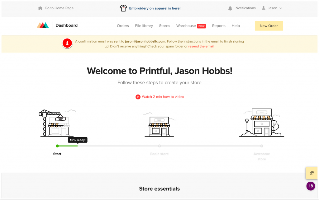 Printful confirmation for woocommerce dropshipping