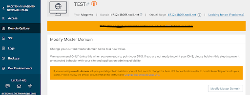 Modify Master Domain Option in the Panel