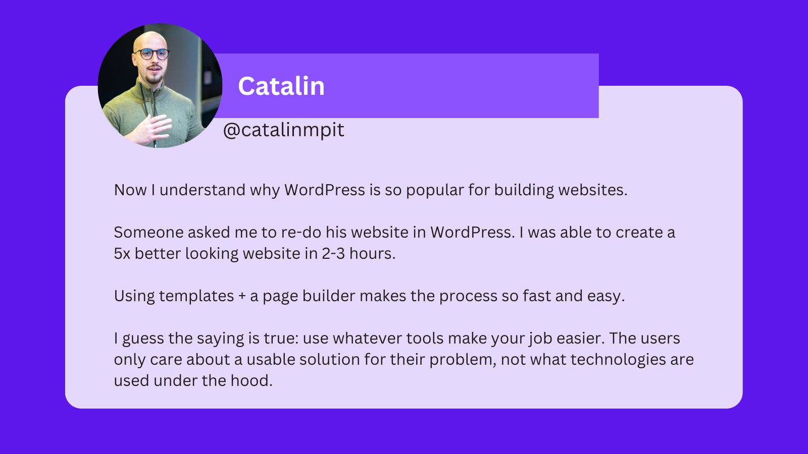 A tweet from Catalin.