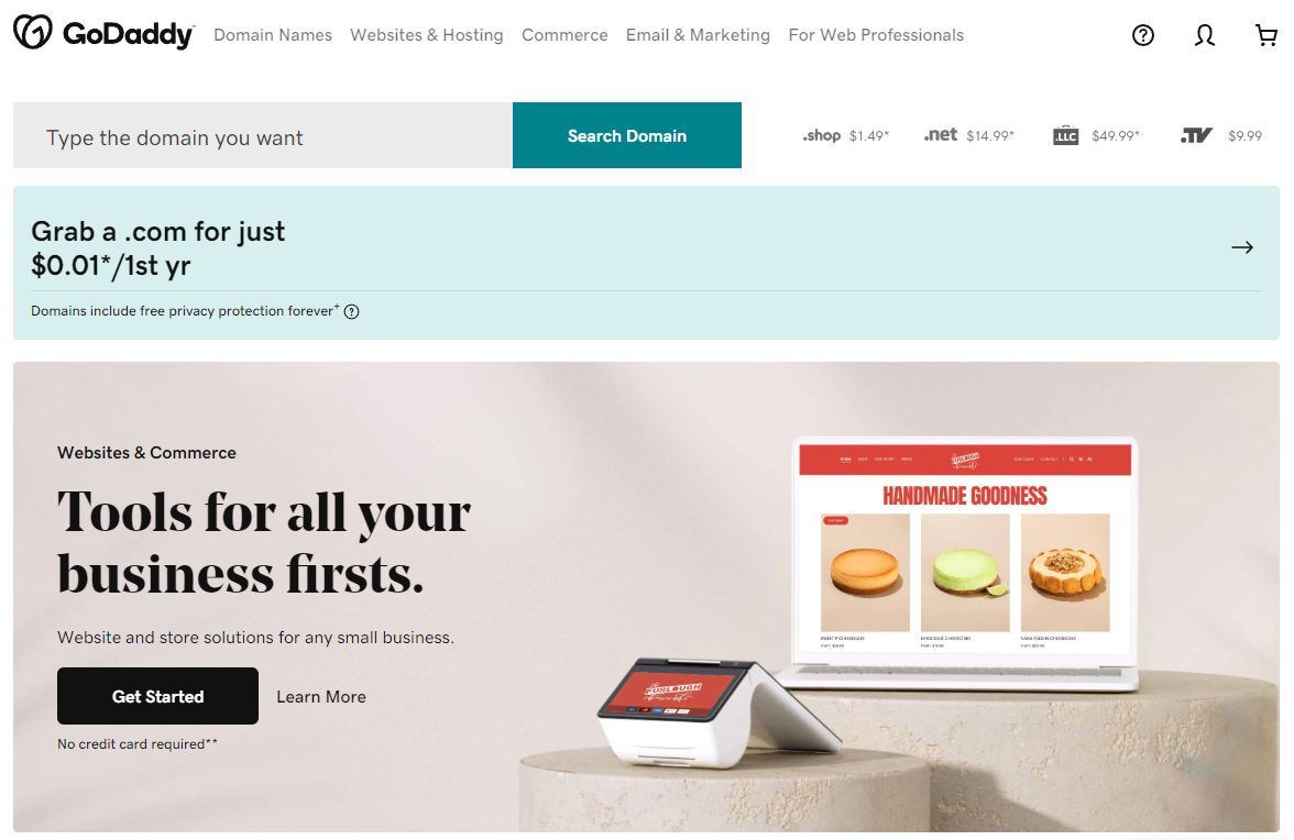 est ecommerce hosting: GoDaddy.
