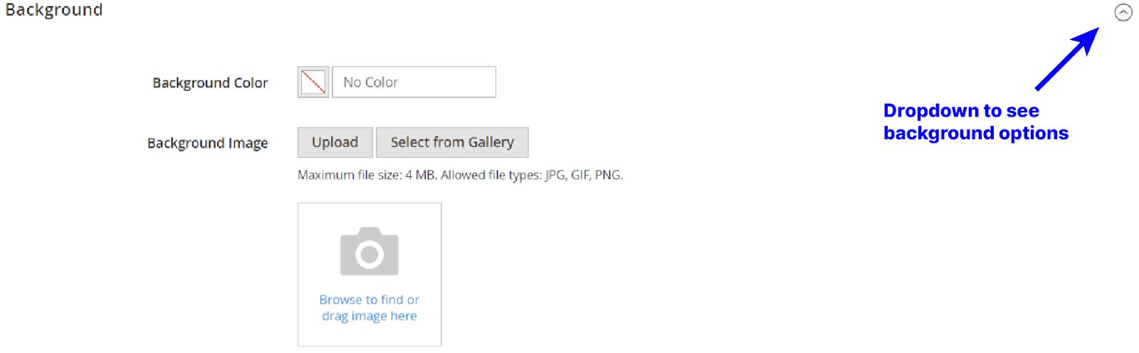 Set the banner background image from the background settings area.
