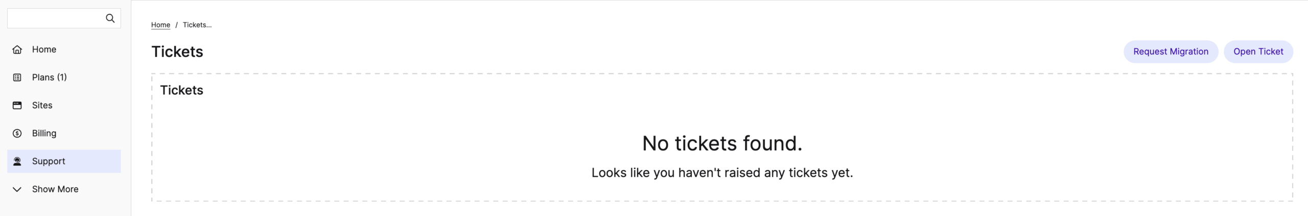 To create a support ticket, you must go to the Support tab of your Nexcess Client Portal after logging in.