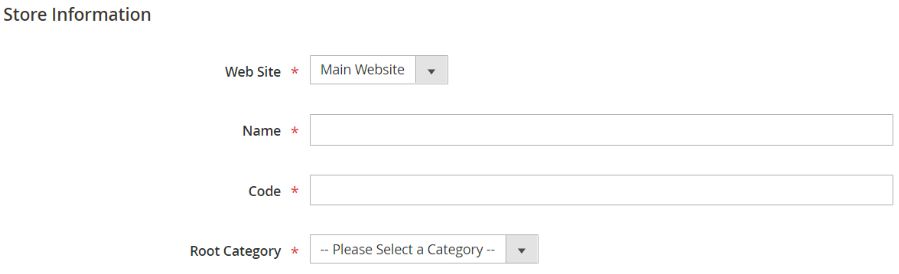 Click the button to create a store and enter the requested details for the new store.