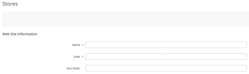 Click the button to create a website, then enter the requested details for the new website.