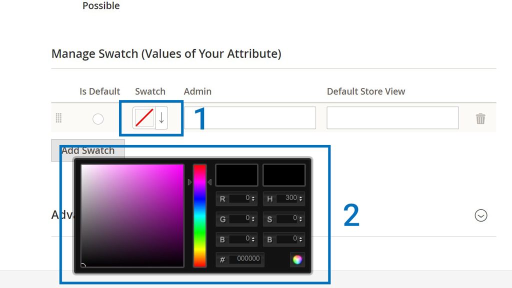 Configure the swatch color.