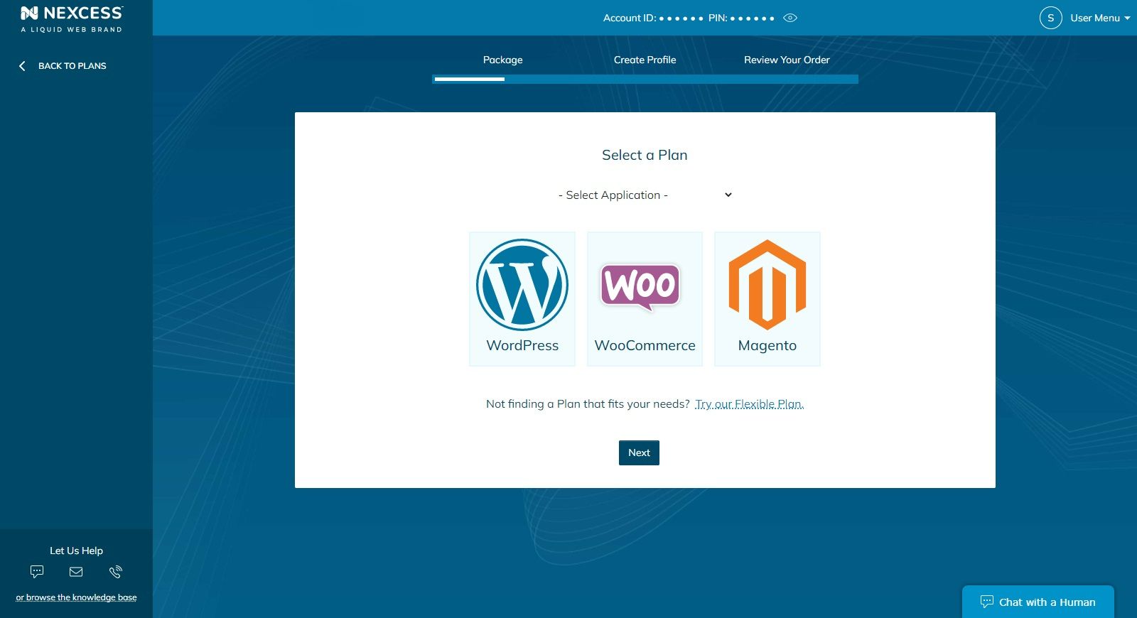 You’ll be prompted to select the type of a new plan.