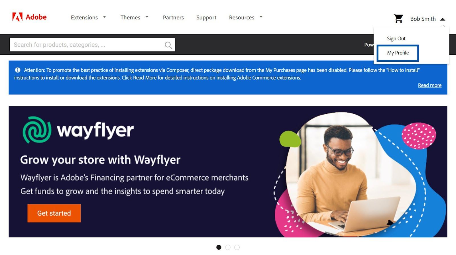 Magento Marketplace home page