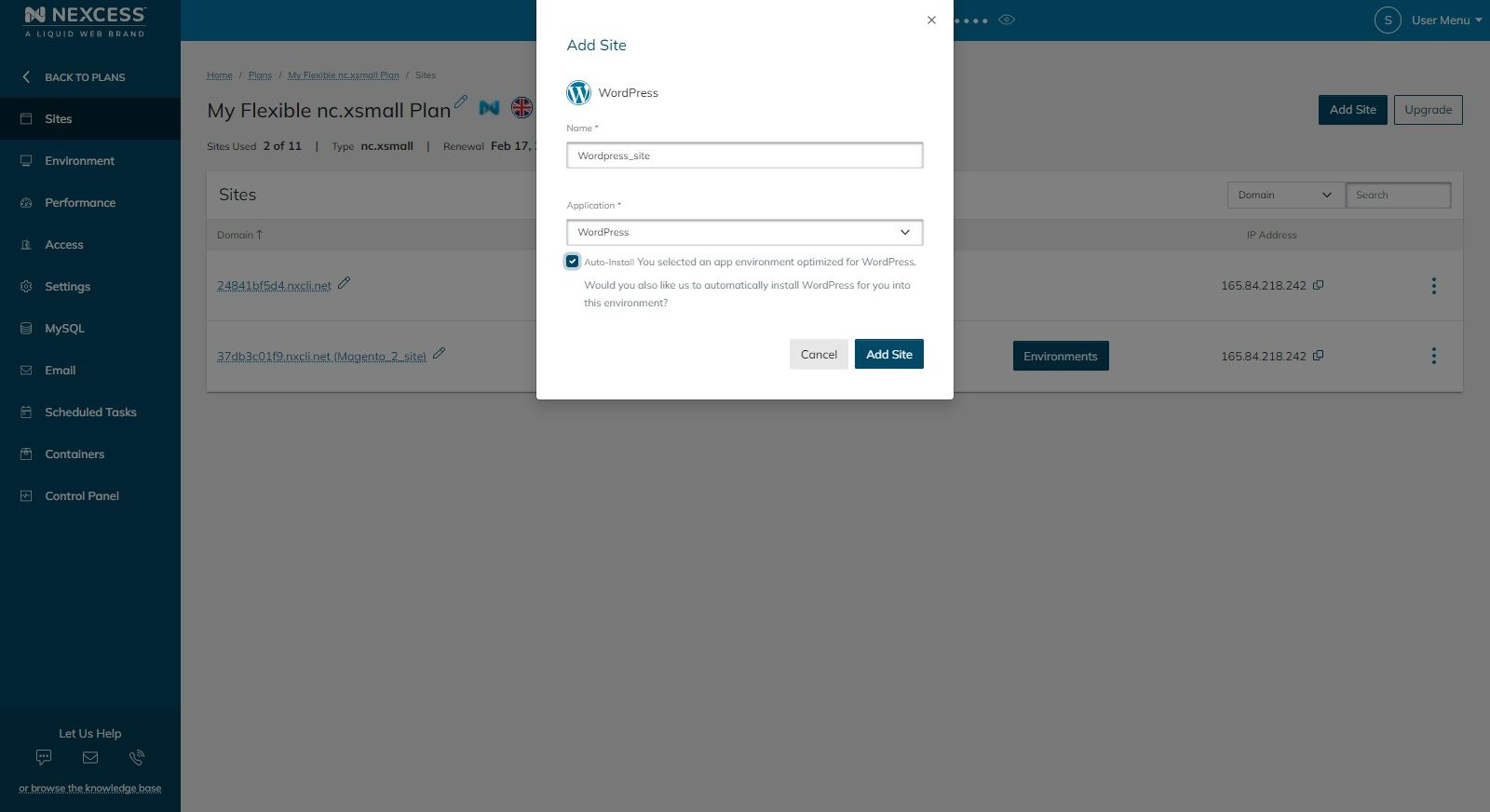 You’ll also be able to choose whether you want the WordPress preinstalled or not.