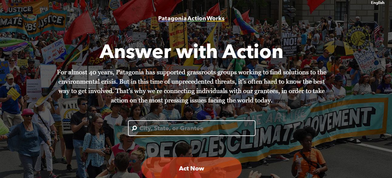 Patagonia puts out a call for customers to get involved in finding solutions to the environmental crisis.