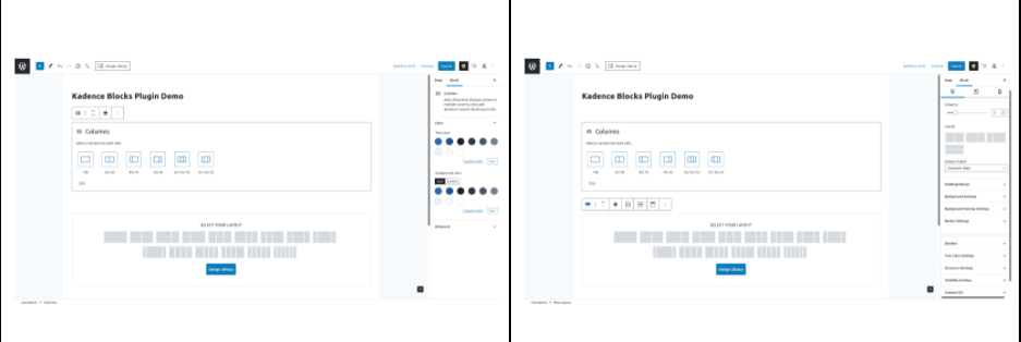 Row layout block on Kadence blocks