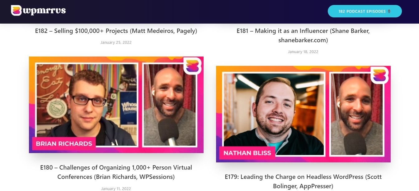 Make a website for a podcast by reviewing podcast website examples like The WPMRR WordPress Podcast