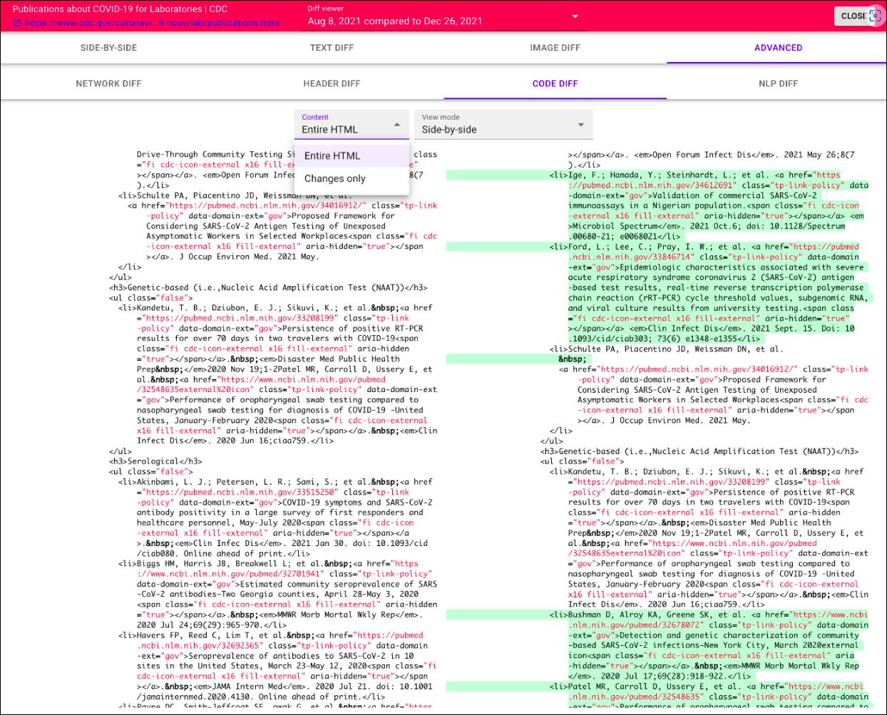 Fluxguard Side-by-Side Change Viewer