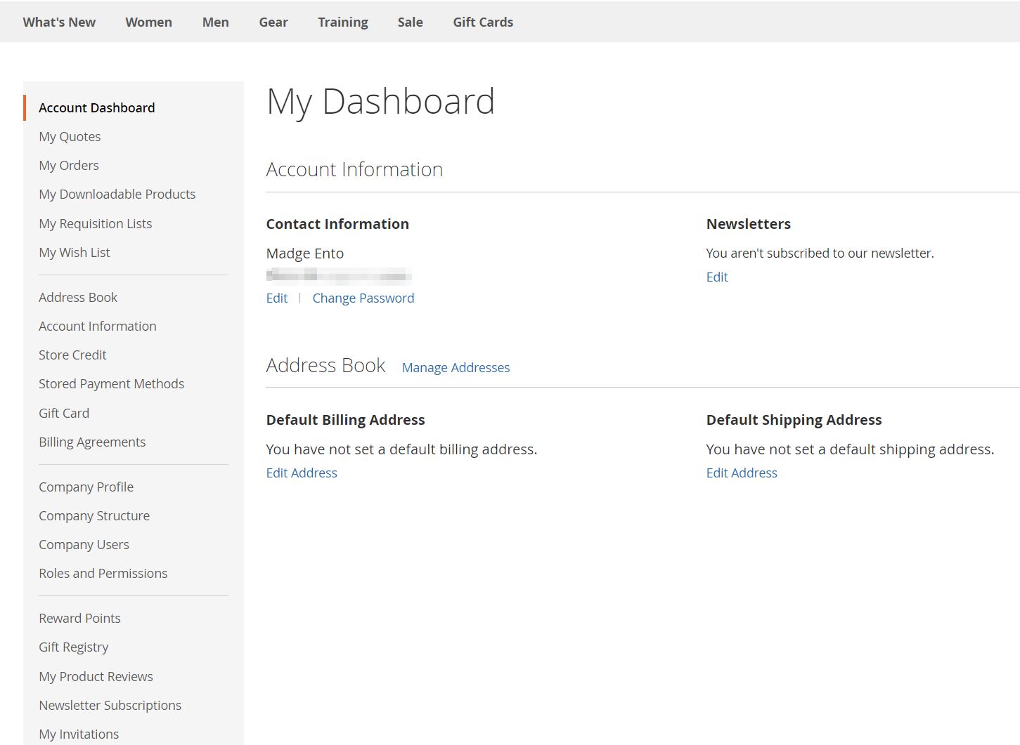 Inside a Magento Commerce self-service portal.