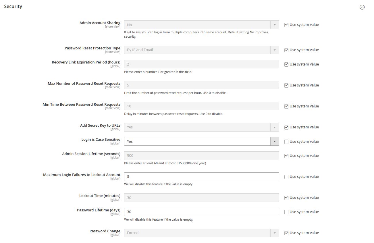 The default settings already ensure a high level of security. 