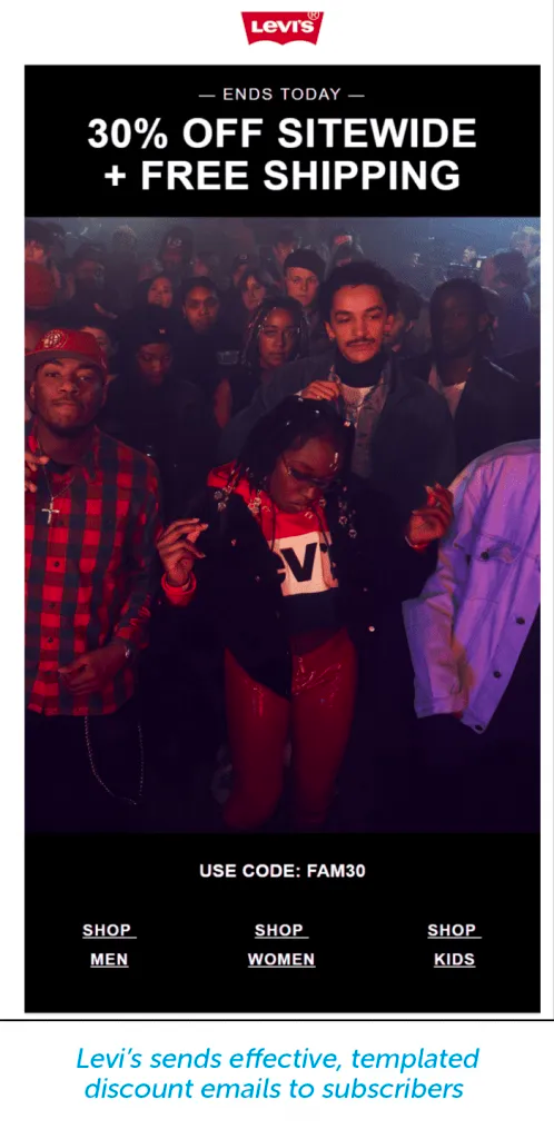 Levi's discount email example