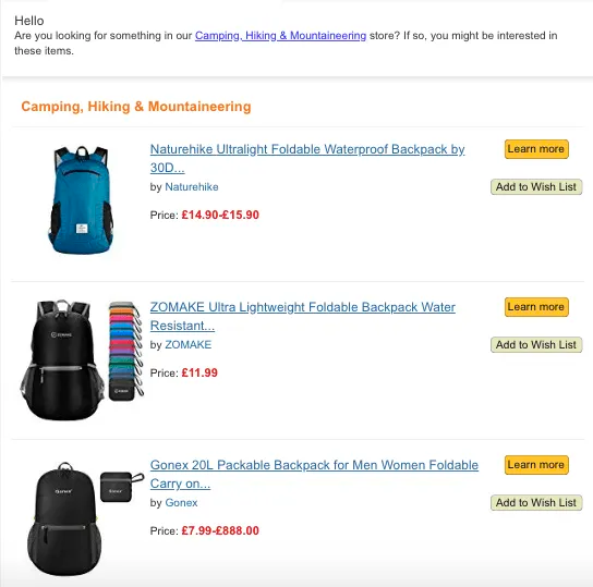 Amazon purchase history