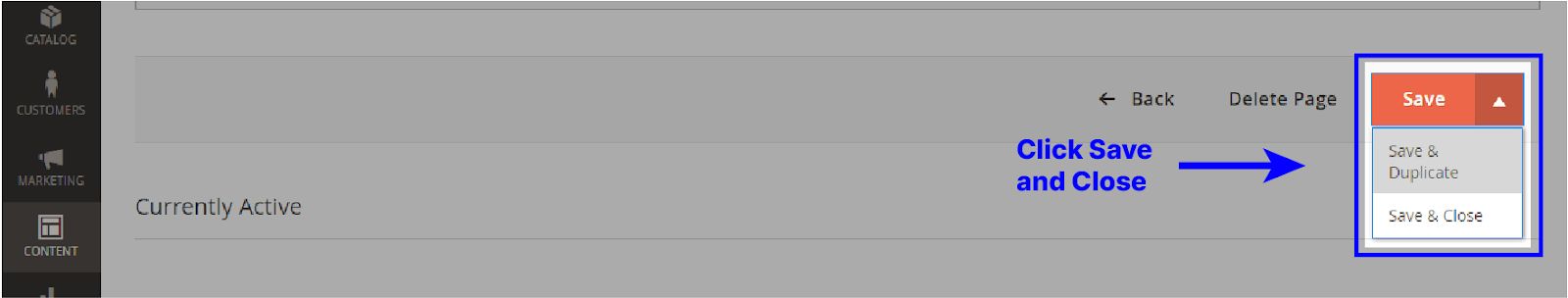 Exiting and saving a page in Adobe Commerce Page Builder after creating a page