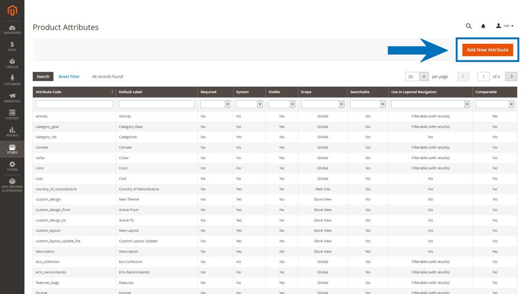 Create a new Magento product attribute.
